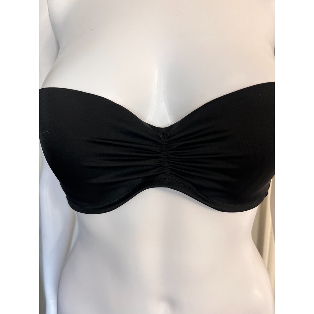 Victorias Secret 34C‎ Black Bandeau Padded Bikini Top Strapless Swimwear Beach